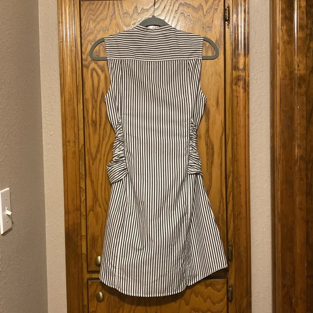 FRAME Cotton Sleeveless Striped Button Down Dress Tie Waist Shirt Dress SMALL - Picture 8 of 11